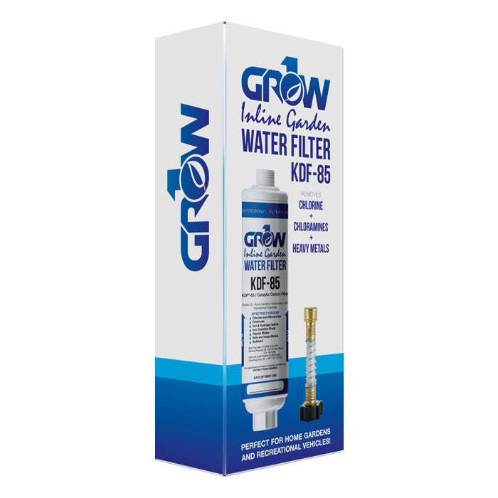 GROW1 Inline KDF-85 Garden Water Filter – Chloramine, Chlorine, Heavy Metal Removal