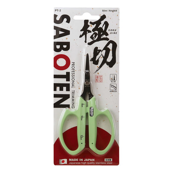 Saboten Fluorine Coated Angled Blade Trimming Scissors - Green (PT-2)