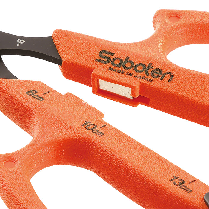 Saboten Stainless Steel Straight Blade Extra Slim Automatic Trimming Scissors Orange (PT-15)