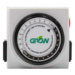 Temporizador mecánico de doble salida Grow1 de 120 V