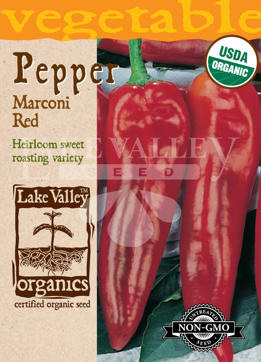 Organic Pepper Sweet Marconi Red Heirloom