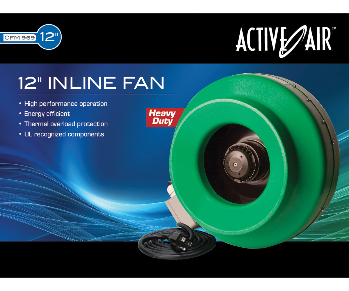 Active Air 12" Inline Duct Fan, 969 CFM