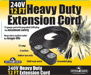 Extension Cord, 240V, 12'