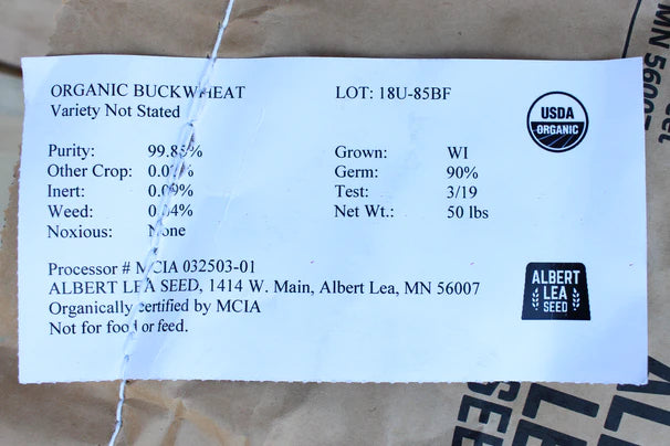 Organic Buckwheat Seed | 50lb Bag |