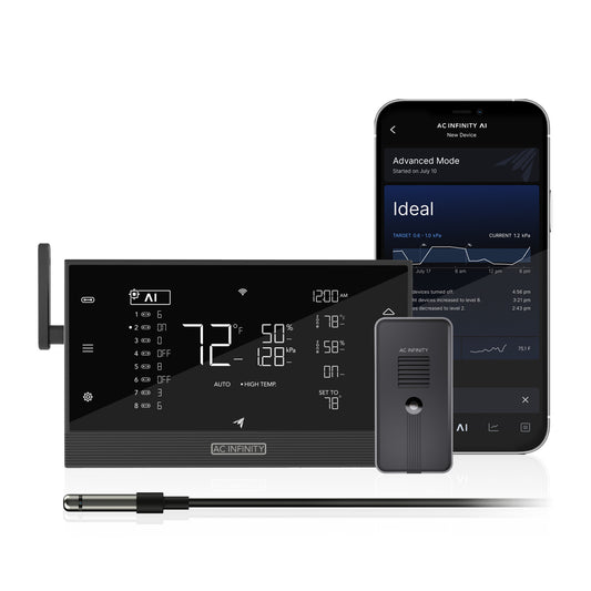 AC INTINITY CONTROLLER AI+ with CO2 Sensor, AI-Powered Learning, CO2 Data Tracking for Optimized FAE, Temp, Humidity, and VPD Monitoring for Dynamic Level Adjusting Bluetooth & WiFi App