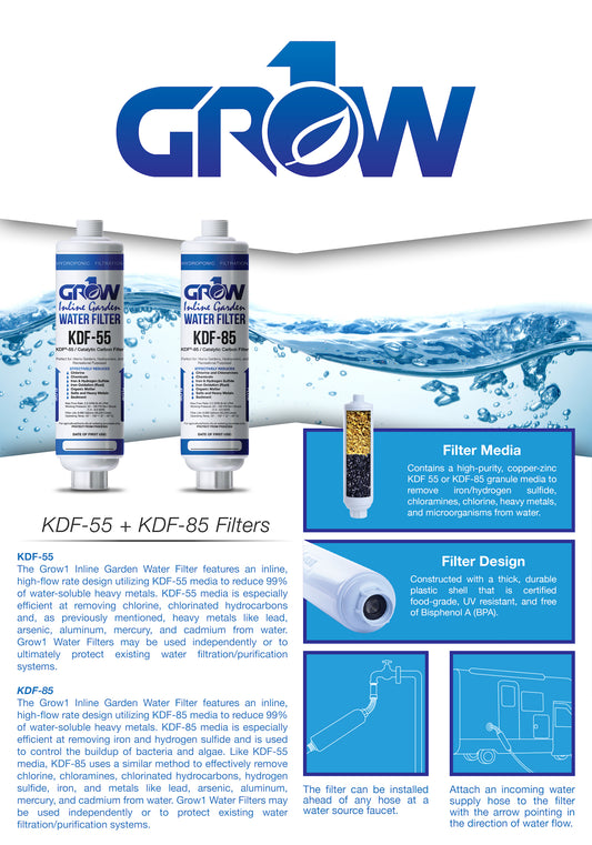 GROW1 Inline Garden Water Filter - Chlorine Removal Sediment Removal