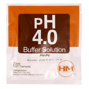 HM Digital pH 4.0 Buffer Solution, 20 ml sachet