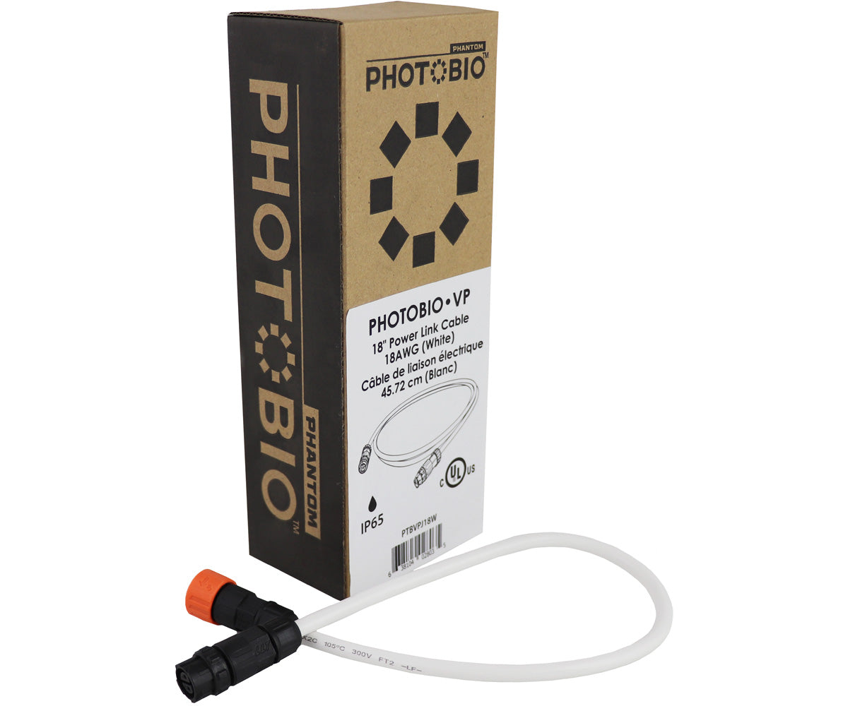 PHOTOBIO VP 18" Power Link cable, 18AWG (White)