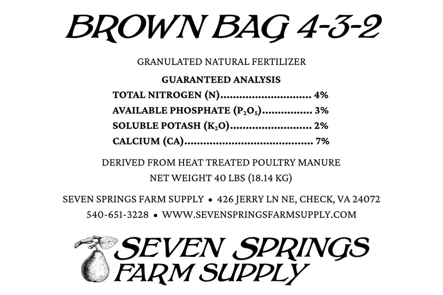 Brown Bag 4-3-2 with 7% Ca - 40 lbs