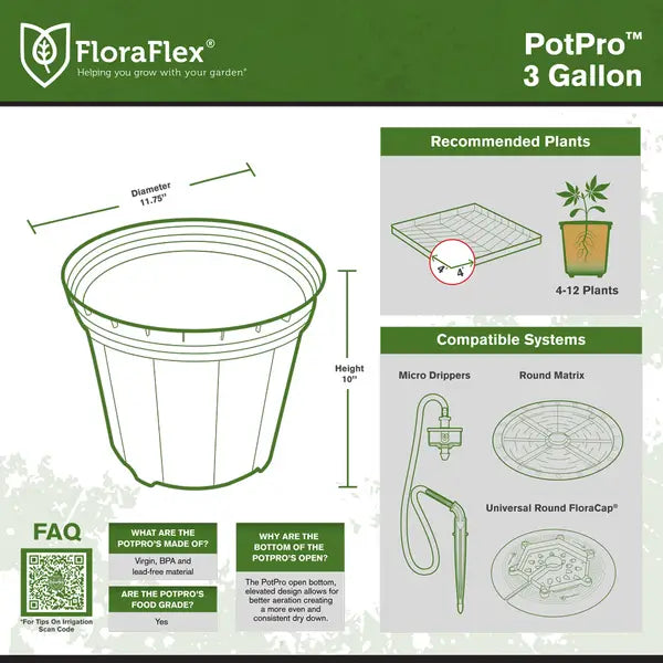 FloraFlex POTPRO™ | MACETA PARA VIVERO PREMIUM DE 3 GALONES | REDONDO |