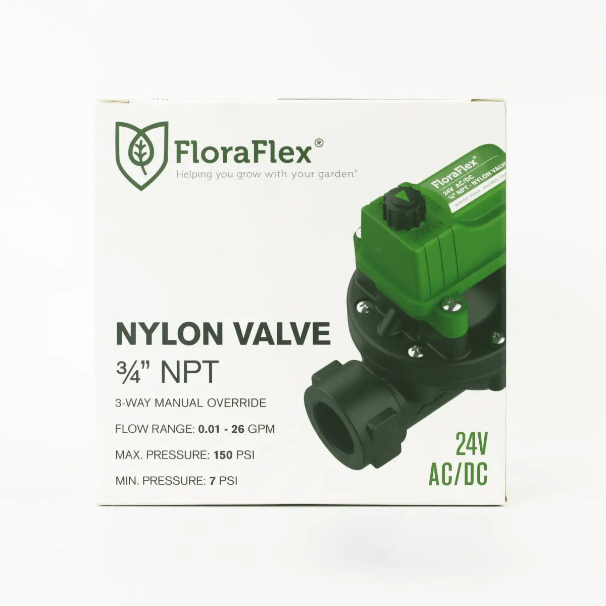 FloraFlex 3/4" NYLON VALVE | 24V AC/DC ELECTRIC IRRIGATION CONTROL VALVE