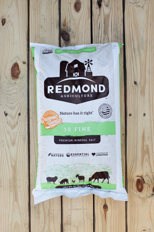 Redmond Agriculture 10 Fine Premium Mineral Salt with Garlic | 50lb Bag |