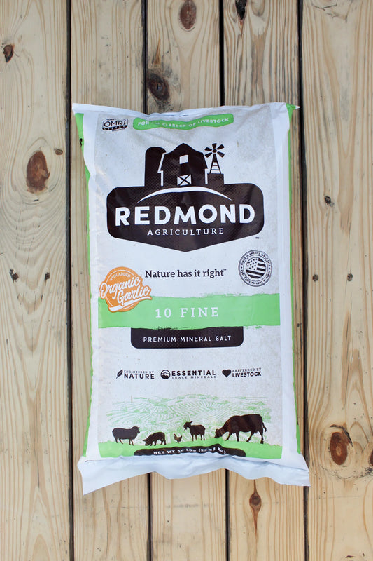 Redmond Agriculture 10 Sal Mineral Fina Premium con Ajo | Bolsa de 50 libras |