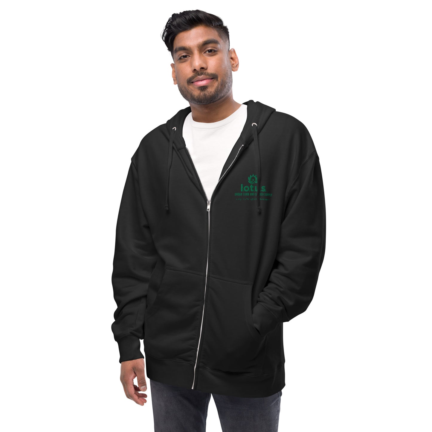 Unisex fleece zip up hoodie