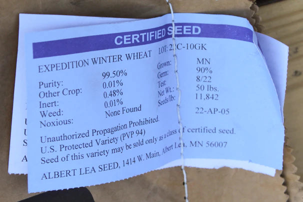 Winter Wheat OG - Red Hard Cover Crop Seed - 50 lb Bag